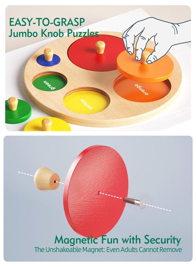 Boby Montessori Multiple Circle Puzzle Board, Knob Wooden Puzzle, Geometric Shape Puzzle Early Education Material Sensorial Toy for Toddler Shape & Color Sorter (Multiple Circle Puzzles) - Image 5